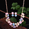 Flat Round & Oval & Square Zinc Alloy Enamel Pendant Necklaces & Stud Earrings Sets, Pearl Pink, 420mm