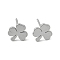 Tarnish Resistant Unisex 304 Stainless Steel Stud Earrings, Shamrock, Stainless Steel Color, 9x9mm, Pin: 1mm
