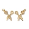 Brass Micro Pave Clear Cubic Zirconia Pendants, with Jump Ring, Cadmium Free & Nickel Free & Lead Free, Rack Plating, Scissor, Real 18K Gold Plated, 19x17x2.5mm, Hole: 3mm