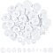 Resin Buttons, 2-Hole & 4-Hole, Flat Round, White, 10~30mm, Hole: 1.5mm, Total 200g per bag.