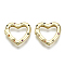 Brass Micro Pave Cubic Zirconia Spring Gate Rings, Heart, Nickel Free, Colorful, Real 16K Gold Plated, 18x19x3mm, inner diameter: 13x10mm