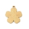 304 Stainless Steel Pendants, Ion Plating(IP), Flower Charm, Golden, 17.5x16x1.5mm, Hole: 1.5mm