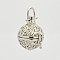 Filigree Round Brass Cage Pendants, For Chime Ball Pendant Necklaces Making, Platinum, 35.5mm, 29x27.5x23mm, Hole: 5x6mm, 18mm inner diameter