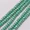 Electroplate Glass Bead Strands, Rondelle, Faceted, Rainbow Plated, Medium Sea Green, 3~3.5x2mm, Hole: 1mm, about 105~110pcs/strand, 29~31cm