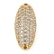 Rack Plating Brass Micro Pave Clear Cubic Zirconia Oval Connector Charms, Long-Lasting Plated, Lead Free & Cadmium Free, Real 18K Gold Plated, 20.5x9x4mm, Hole: 1.2mm