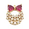 Brass Micro Pave Cubic Zirconia Pendants, Bowknot, Lead Free & Cadmium Free, Long-Lasting Plated, Real 18K Gold Plated, 23x19x4.5mm, Hole: 1.5mm