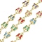 Brass Chain, with Glass Links, Cadmium Free & Nickel Free & Lead Free, Butterfly, Soldered, with Spool, Real 18K Gold Plated, 10.5x7x2mm