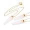 Natural Quartz Crystal Rock Crystal Bullet Shaped Perfume Bottle Pendant Necklaces, 304 & 201 Stainless Steel Cable Chain Necklaces for Women, Golden, 18.70 inch(47.5cm)