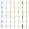 42Pcs Natural Shell Pendants, Copper Wire Wrapped Glass Seeds Bead Charms, Mixed Color, 29x16x10mm, Hole: 2mm, 42pcs/set