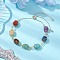 Natural & Synthetic Mixed Gemstone Beads Slider Bracelets, with Brass Box Chain & Copper Wire, Oval, Golden, 14-1/8 inch(36cm)