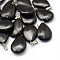 Teardrop Natural Obsidian Pendants, with Platinum Tone Brass Findings, 25~29x16~17x5~6mm, Hole: 2x7mm