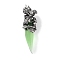 Glass Pendants, with 316 Surgical Stainless Steel Findings, Dragon, Lime Green, 48x17.5x15mm, Hole: 6.5x3mm