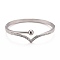 Crystal Rhinestone Wave Hinged Bangle, 304 Stainless Steel Jewelry for Women, Stainless Steel Color, Inner Diameter: 1-7/8x2-3/8 inch(4.8x5.9cm)