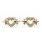 Brass Micro Pave Clear Cubic Zirconia Links Connectors, Long-Lasting Plated, Heart, Real 18K Gold Plated, 18.5x34x4.5mm, Hole: 2mm