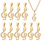 10Pcs Brass Micro Pave Cubic Zirconia Pendants, Cadmium Free & Lead Free, Long-Lasting Plated, Musical Nota, Clear, Real 18K Gold Plated, 22.5x10x3mm, Hole: 3.5x4mm