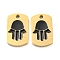 304 Stainless Steel Charms, with Enamel, Real 14K Gold Plated, Rectangle with Hamsa Hand Charm, Black, 8x5x1mm, Hole: 0.7mm