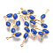 Ion Plating(IP) 304 Stainless Steel Enamel Charms, Teardrop, Golden, Royal Blue, 13.5x4x3mm, Hole: 1mm