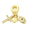 Brass Micro Pave Cubic Zirconia European Dangle Charms, Cross Heart Evil Eye, Large Hole Pendants, Cadmium Free & Lead Free, Real 16K Gold Plated, 26mm, Hole: 3.7mm