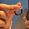 1Pc Cat Shape Glass Beaded Beads Finger Rings, Black, Inner Diameter: 18mm