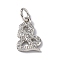 Brass Micro Pave Cubic Zirconia Charms, with Jump Ring, Cadmium Free & Lead Free, Snake Charms, Platinum, 12.5x8.5x2mm, Hole: 3mm