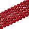 Synthetic Lava Rock Beads Strands, Dyed, Round, Cerise, 8~8.5mm, Hole: 1mm, about 47pcs/strand, 14.96 inch(38cm)