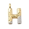 Brass Micro Pave Cubic Zirconia Pendants, Cadmium Free & Nickel Free & Lead Free, Letter Charms, Real 18K Gold Plated, Letter H, 27x16x4mm, Hole: 5x2.5mm