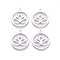 Non-Tarnish 304 Stainless Steel Pendants, Flat Round with Flower, Stainless Steel Color, 26x22.5x1mm, Hole: 2mm