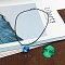 Zinc Alloy & Luminous Blue Glass Flat Round with Constellation Pendant Black Waxed Cord Necklaces, Platinum, Aries, 15.75 inch(40cm)