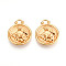 304 Stainless Steel Pendants, Flat Round with Twelve Constellations Charms, Real 18K Gold Plated, Ion Plating(IP), Taurus, 20.5x17x3~4.5mm, Hole: 2.5x2.7mm