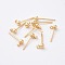 Brass Stud Earring Findings, for DIY Earring Making, with Loop, Real 18K Gold Plated, 15x5x3mm, Hole: 1mm, Pin: 0.7mm
