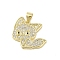 Brass Micro Pave Cubic Zirconia Pendants, Cadmium Free & Nickel Free & Lead Free, Real 18K Gold Plated, Fox, Clear, 19x19.5x2mm, Hole: 5.5x3.5mm