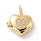 Brass Micro Pave Cubic Zirconia Pendants, Long-Lasting Plated, Heart, Real 18K Gold Plated, 19.5x22.5x8.5mm, Hole: 3.2x5mm