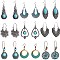 9 Pairs Bohemian Style Alloy Synthetic Turquoise Dangle Earring & Hoop Earring Sets, Mixed Shapes, Mixed Color, 45mm