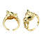 Cubic Zirconia Leopard Open Cuff Rings, Real 18K Gold Plated Brass Ring for Women, Nickel Free, Dark Green, US Size 7 1/4(17.5mm)