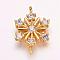 Brass Micro Pave Cubic Zirconia Links, Snowflake, Golden, 19x12.5x2.5mm, Hole: 1mm