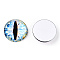 Glass Cabochons, Half Round with Evil Eye, Vertical Pupil, Light Sky Blue, 20x6.5mm