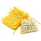 Hot Stamping Rectangle Organza Drawstring Gift Bags, Storage Bags with Moon and Star Print, Gold, 9x7cm