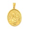 Ion Plating(IP) 304 Stainless Steel Pendants, Oval with Saint Charm, Golden, 35.5x26x4mm, Hole: 9.5x5mm