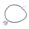 Tibetan Style Alloy Pendant Necklaces, with Cowhide Leather Cord and 304 Stainless Steel Lobster Claw Clasps, Flat Round with Tree of Life, Black, 17.9 inch(45.4cm), 3mm