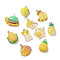 Resin Pendants, with Platinum Plated Iron Loops, Pineapple & Tortoies & Shell, Mixed Shapes, Yellow, 14~25x13~24x5~11.5mm, Hole: 2mm, about 10pcs/set