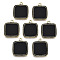 Acrylic Pendants, with Alloy Settings, Cadmium Free & Nickel Free & Lead Free, Square, Black, 23x19x2.5mm, Hole: 1.8mm