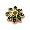 Multi-Petal Alloy Enamel Bead Caps, Cadmium Free & Lead Free, Golden, Flower, Midnight Blue, 7.5x7x2mm, Hole: 1mm