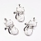 Natural Howlite Kitten Pendants, with Brass Findings, Cat Silhouette Shape, Platinum, 44x26.5x7.5mm, Hole: 4x6mm