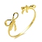 Rack Plating Bowknot Brass Cuff Bangles for Women, Cadmium Free & Lead Free, Long-Lasting Plated, Real 18K Gold Plated, Inner Diameter: 2-1/2 inch(6.2cm)