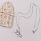 3-Round Natural Freshwater Pearl Pendant Necklaces, Brass Micro Pave Clear Cubic Zirconia Necklaces for Women, Platinum, 15.75 inch(40cm)