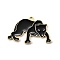 Alloy Enamel Pendants, Leopard Charms, Golden, Black, 22.5x35x2mm, Hole: 2mm