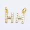 Brass Micro Pave Grade AAA Cubic Zirconia Charms, Letter H, Cadmium Free & Nickel Free & Lead Free, Real 18K Gold Plated, 9x6x1.5mm, Hole: 2mm