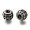 304 Stainless Steel European Beads, Large Hole Beads, Rondelle, Antique Silver, 10x8.5mm, Hole: 4mm