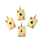 Rack Plating Brass Pendants, with Cubic Zirconia and Enamel, Rectangle with Playing Card Charm, Long-Lasting Plated, Lead Free & Cadmium Free, Real 18K Gold Plated, 19.5x10.5x3.5mm, Hole: 4x2.5mm