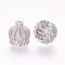Brass Micro Pave Cubic Zirconia Beads, Tassel Cap Bail, Crown, Hollow, Platinum, 8.5x9mm, Hole: 0.5mm